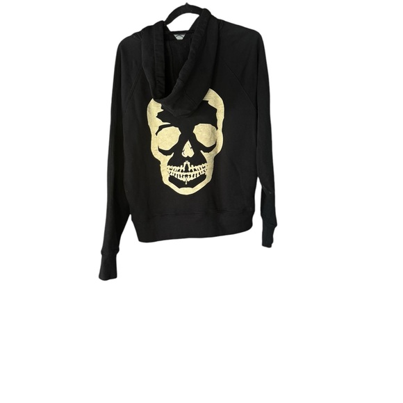 ZADIG & VOLTAIRE Clipper Skull Foil Sweatshirt Hoodie size small Black & gold - Picture 3 of 4